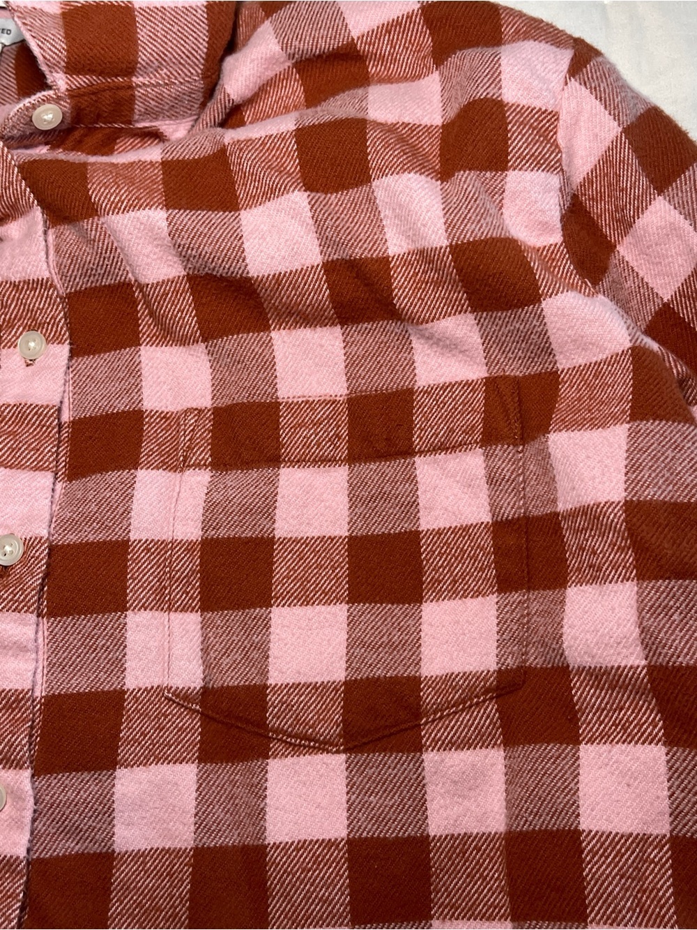 Checked Button-Down Shirt Jacket - Rust/Pink - Picture 6 of 10